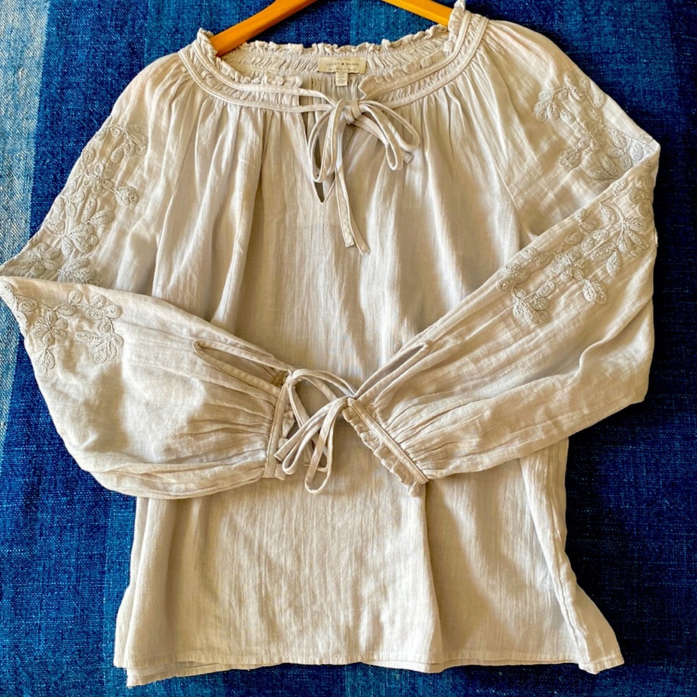 Lucky Brand embroidered peasant blouse